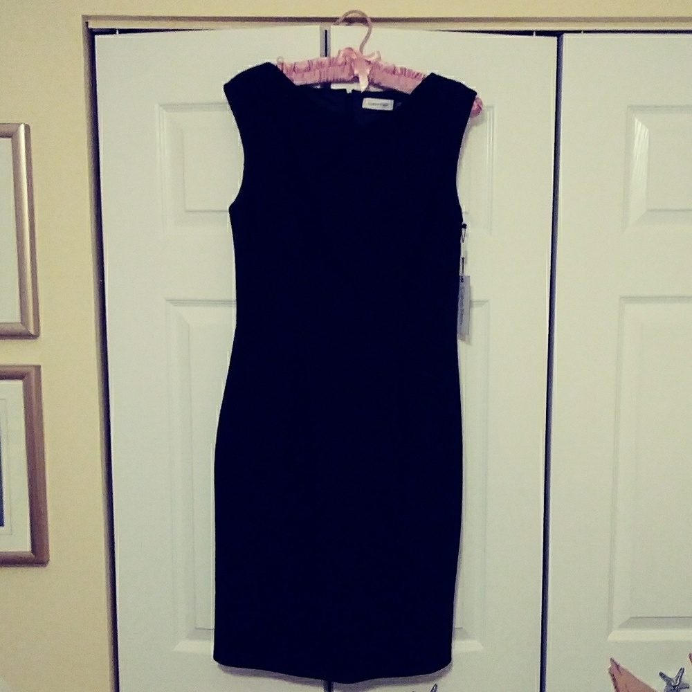 Calvin Klein Black Sleeveless Midi Sheath Dress